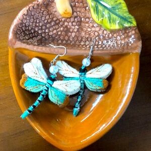 Handmade boho dragonfly earrings